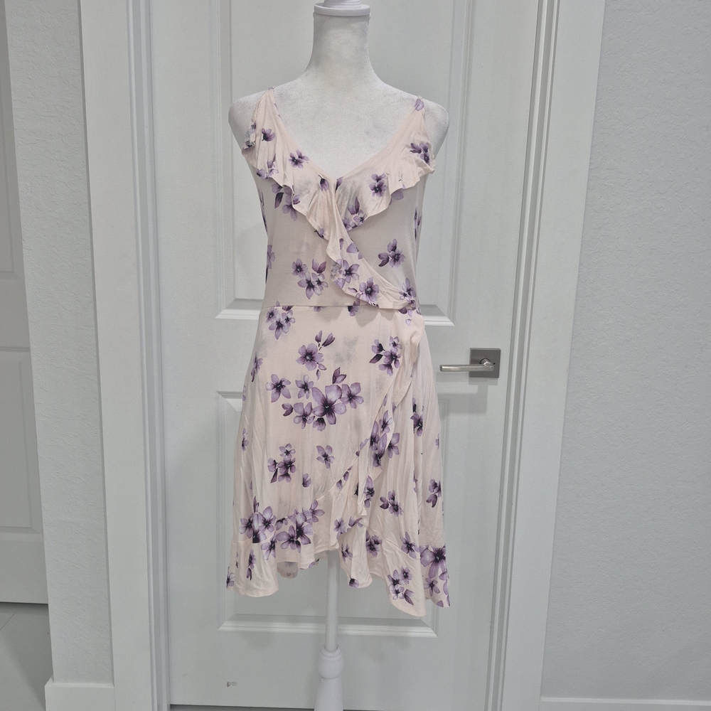Forever 21 Pale Pink Mini Dress with Purple Floral Print